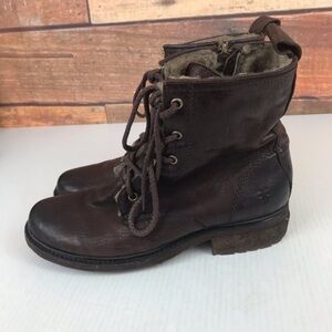 Frye Dark Brown Real Shearling Valerie Boots